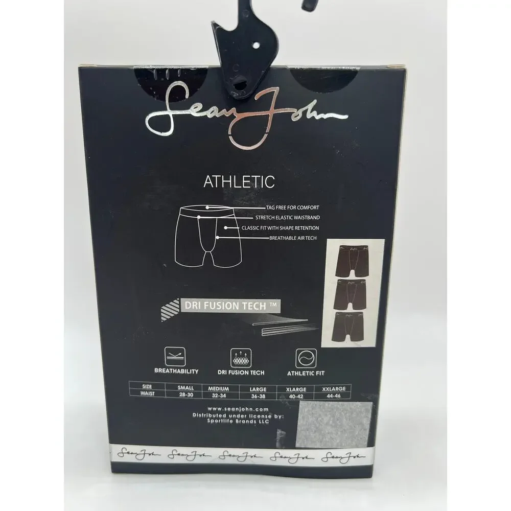 Sean John Men's 3-Pack Performance Boxer Briefs Black Size S